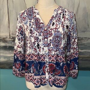 Figureoa & Flower Bohemian Style Blouse, Petite Medium